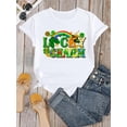thumbnail image 2 of Lucky Charm Letter Print T-Shirt, Three-Leaf Clover Rainbow T-ShirtFather's Day, Mother's Day, New YCamisetas de verano para mujer, manga corta, cuello redondo, casual, lindo, con gráficos, camisetas, 2 of 7