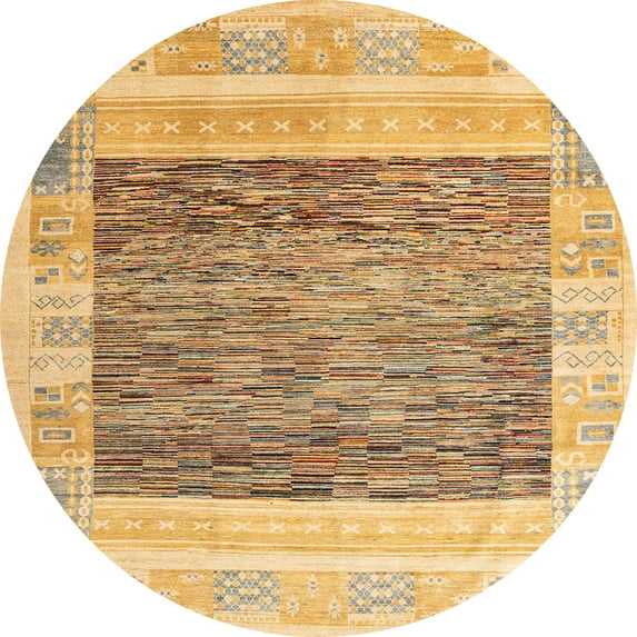 Ahgly Company Indoor Round Abstract Chocolate Brown Abstract Area Rugs, 6' Round