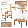 thumbnail image 3 of Gymax 4PCS Outdoor Furniture Set w/ Soft Seat Cushions Stable Acacia Wood Frame, 3 of 6