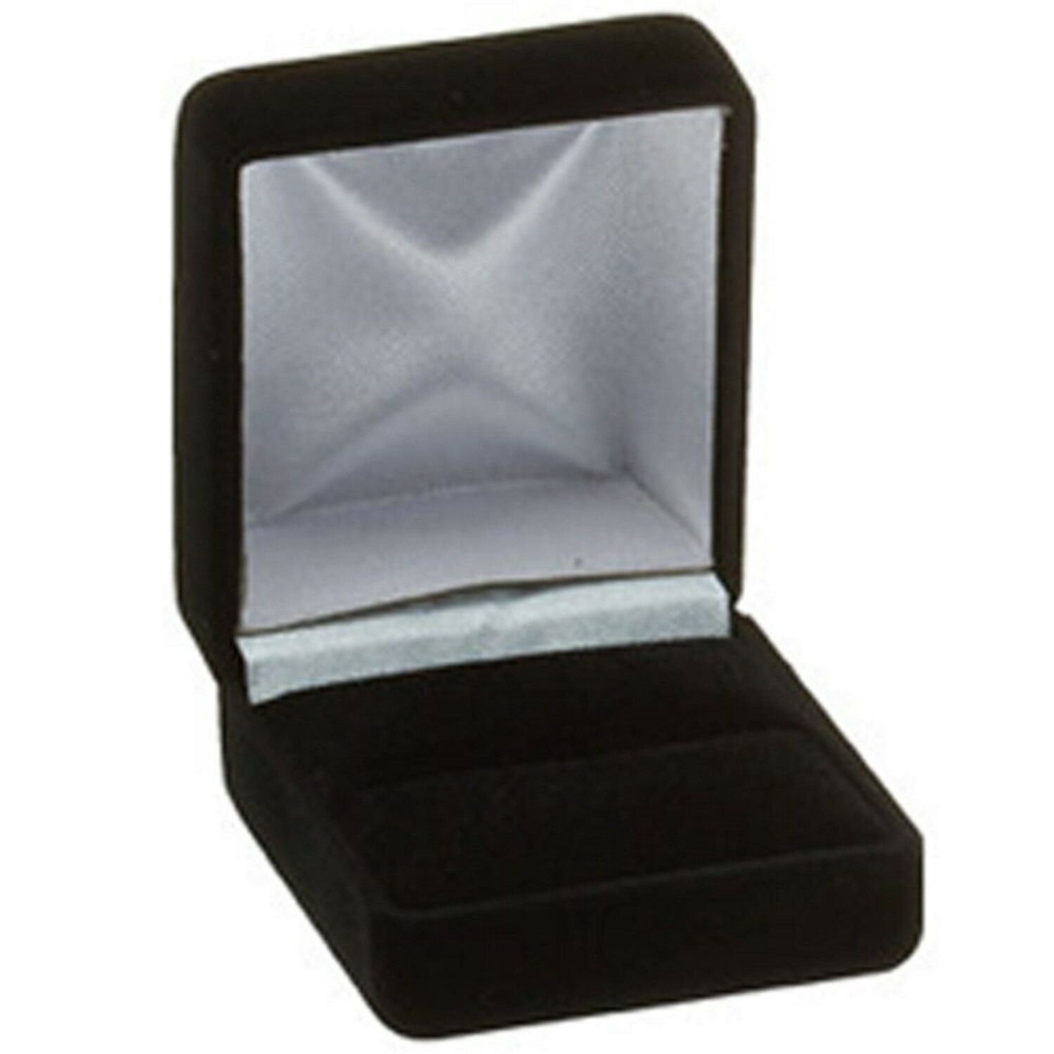 2 Black Flocked Ring Gift Boxes Jewelry Displays