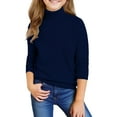 thumbnail image 2 of Girls Knit Sweaters Turtleneck Long Sleeve Slim Fit Clothes Solid Color High Collar Pullover Fall Winter Sweaters Royal Blue 130, 2 of 5