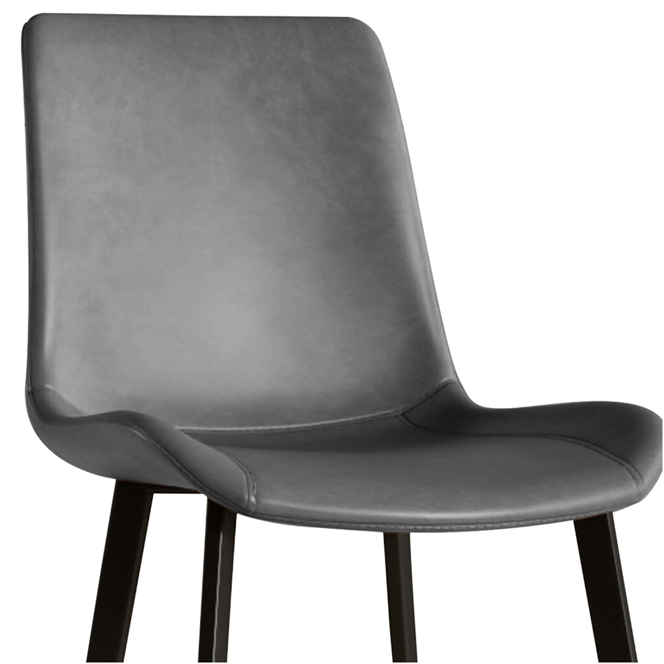 JERFIT Modern Dining Chairs Set of 4, Gray PU Leather Upholstered Kitchen Chairs with Sturdy Metal Frame for Dining Room