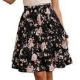 thumbnail image 5 of Women's Summer Tennis Skirts Floral Pleated Skirt Elegant A Line With Ruffle Trim And For Dressy Casual Summer Wear Black XXL, 5 of 7