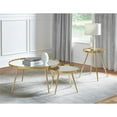 thumbnail image 3 of Pemberly Row Mid-Century Metal Round Mirror Top End Table Gold, 3 of 4