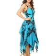 thumbnail image 4 of Sakkas Annabella Corset Bodice Handkerchief Hem Dress - Turquoise / Black - Plus Size, 4 of 5