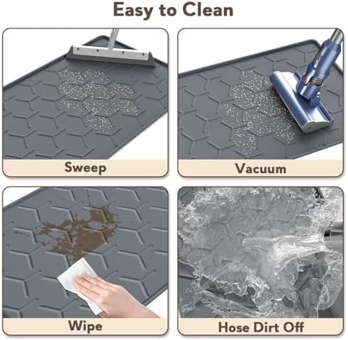 Cat Litter Box Mat, Silicone Kitty Litter Mat, 24" X 16" Waterproof Silicone Pad for Floor, Dark Gray