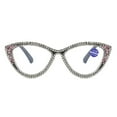 thumbnail image 4 of Ladies Handmade Diamond Reading Glasses 4.00 Women Black Frame Elegant Anti-blue Light Cat Eye Readers +4.00 Strength, 4 of 6