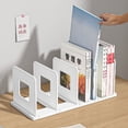 thumbnail image 3 of Book Organizer File Holder PP Minimalist Vertical 4 Slots File Sorter for Classroom Office Desktop Home White, 3 of 10