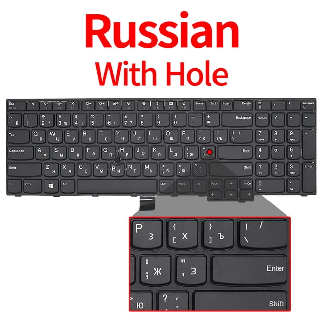 New US Russian Laptop Keyboard For Lenovo IBM ThinkPad E570 E575 E570C 01AX160 01AX200 RU With Holes