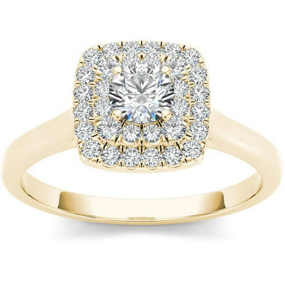 1/2 Carat T.W. Diamond 10kt Yellow Gold Double Halo Engagement Ring