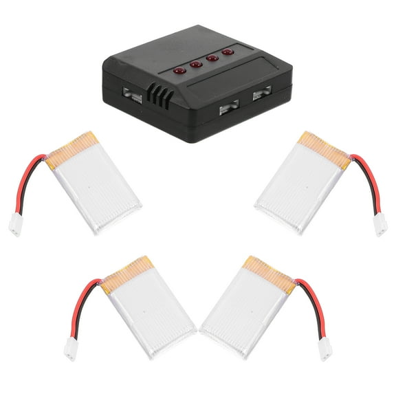 MLINS 4pcs 3.7V 800mAh Rechargeable Lipo Battery with Charger for X5C / X5SW / H5C / CX-30C RC Quadcopter