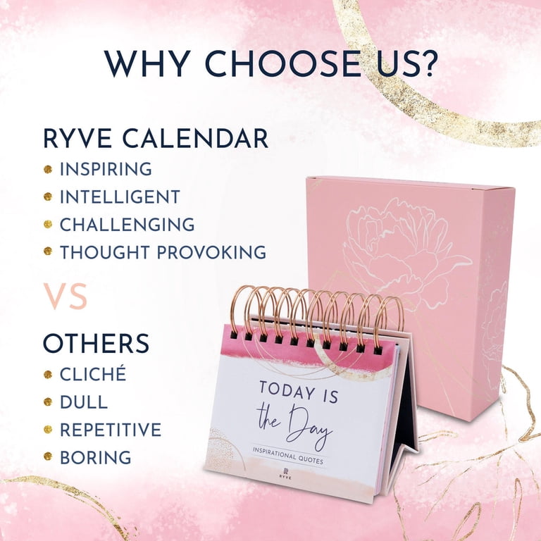 RYVE Motivational Desk Calendar & Gratitude Journal Set For Women - Daily Inspiration & Self-Care