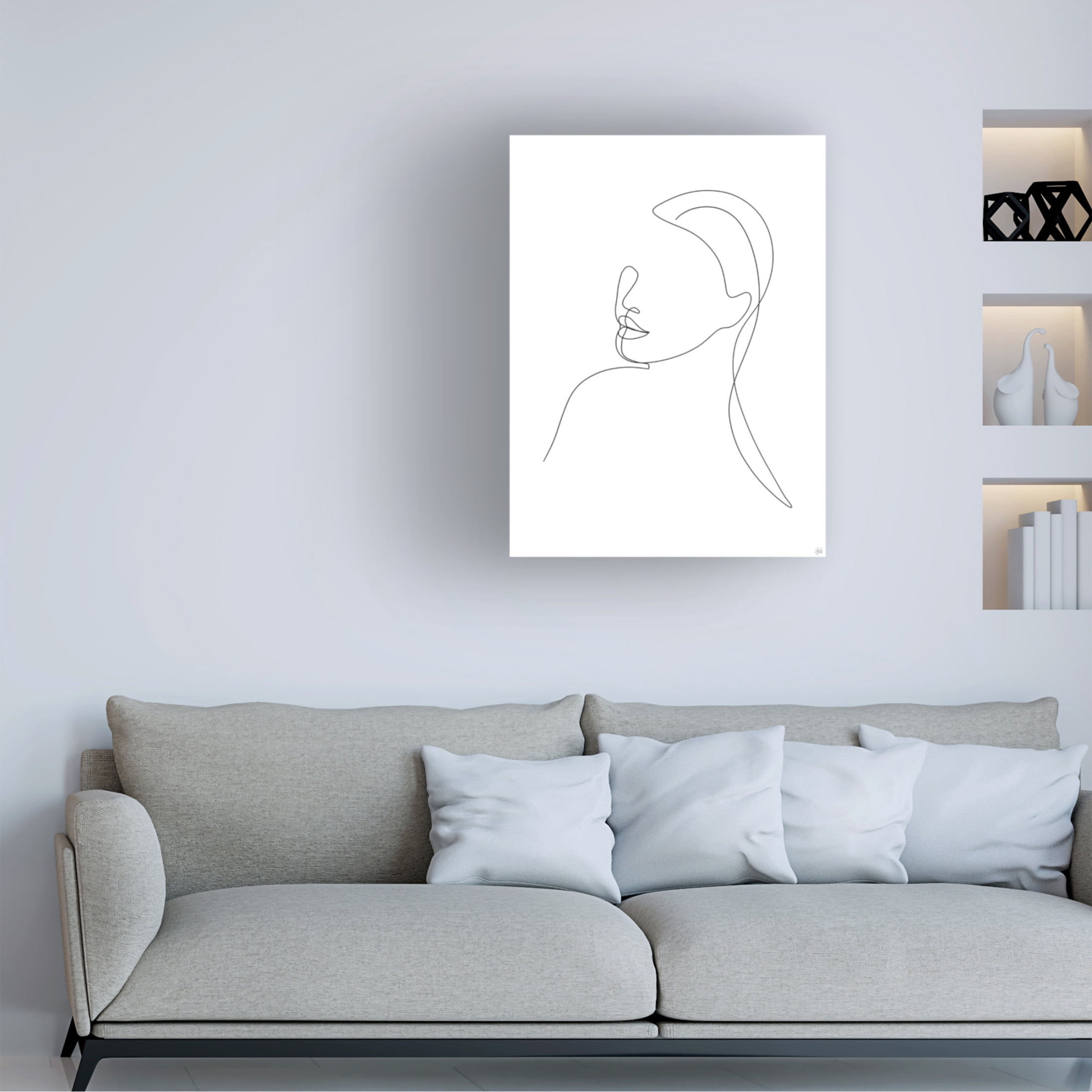 Canvas Wall Art - Line and Brush 'Line Lady Portrait 1' Wall Art for Living Room, Bedroom, or Office Décor by Trademark Fine Art - 35 x 47 Inches
