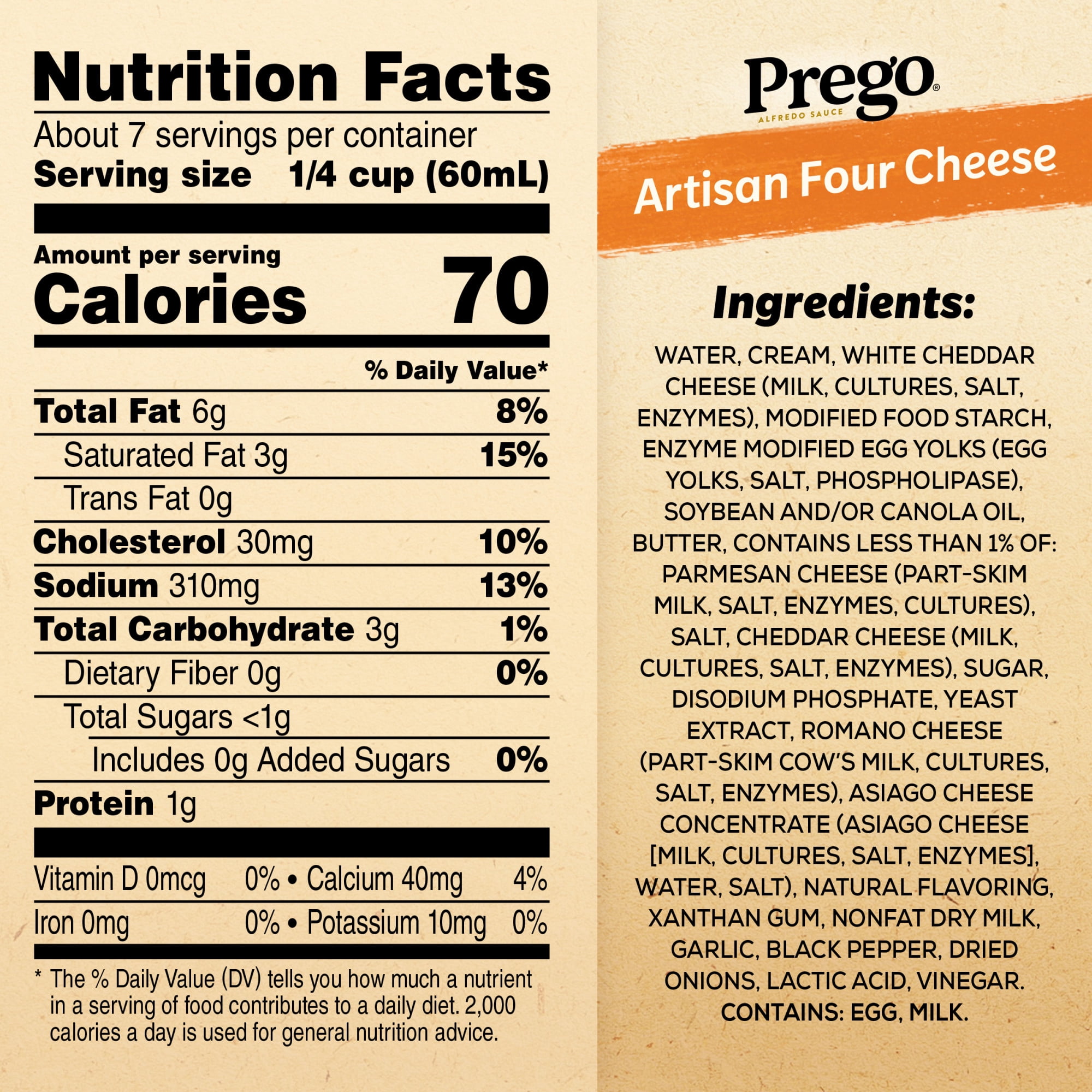 (2 pack) Prego Artisan Four Cheese Alfredo Pasta Sauce, 14.5 oz Jar