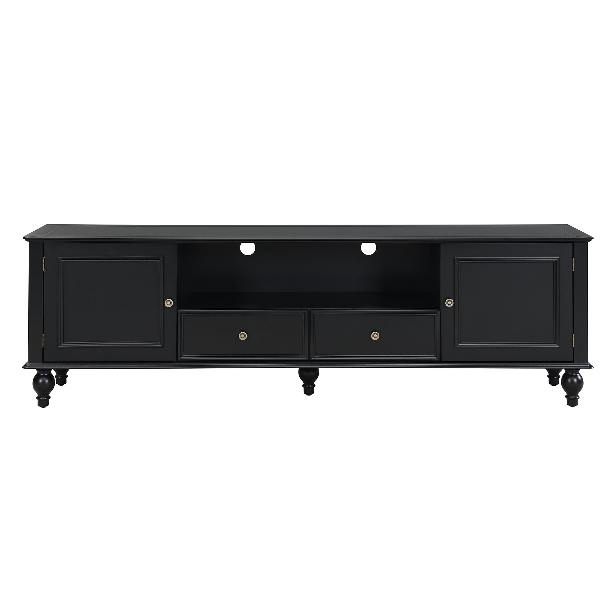 Euroco Modern Minimalist TV Stand with 2 Cabinets, 2 Drawers, and Open Shelf, Media Console with Anti-Tip Kit, for TVs up to 65"
