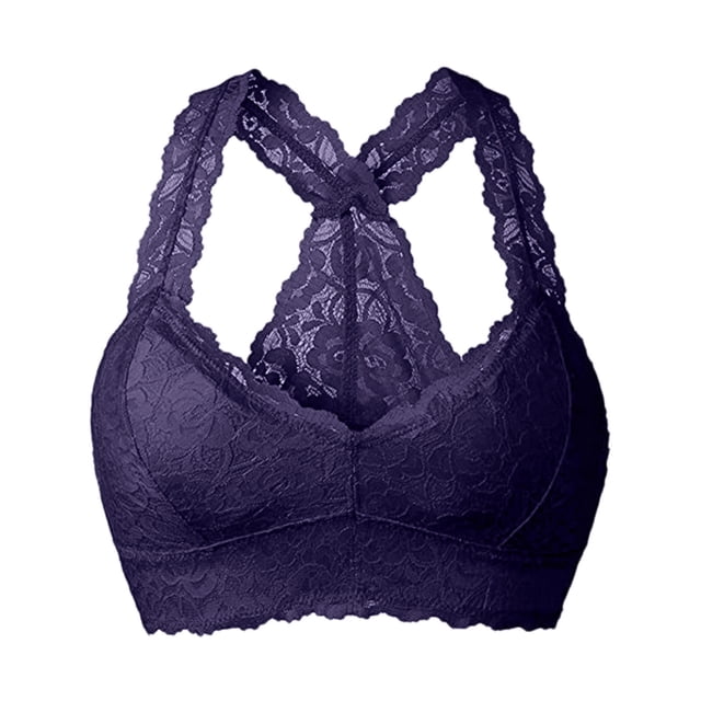GYUJNB Women Floral Lace Bralettes Full Coverage Padded Breathable Sexy Racerback Lace Bra