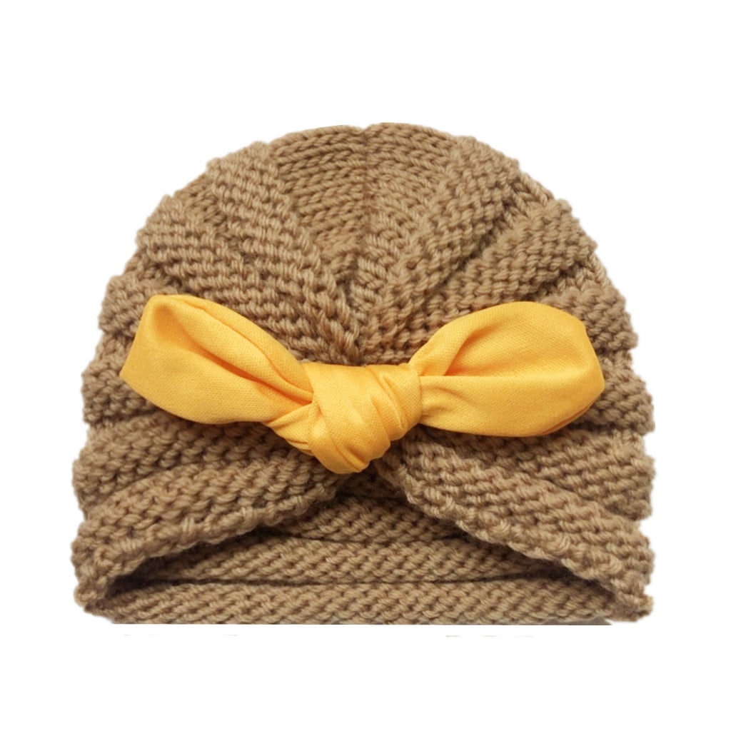 Newborn Toddler Kids Baby Boys Girls Knot Bow Turban Beanie Hat Headdress Caps
