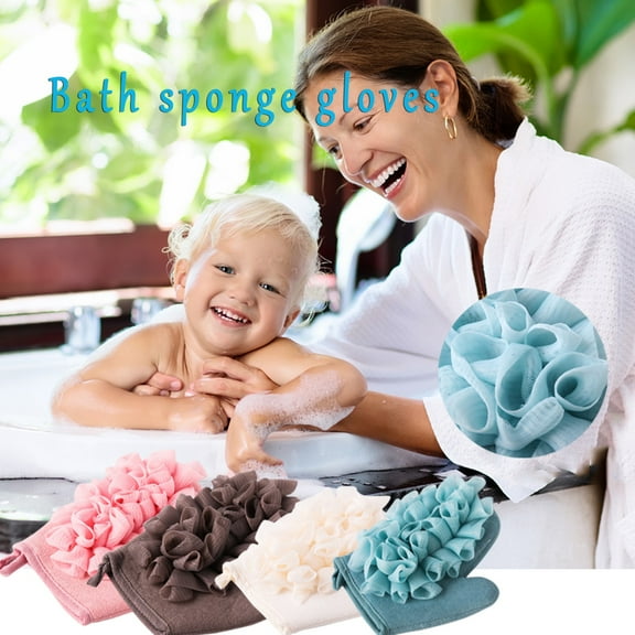 Nsxcdh Bath Sponge Glove with Loofah,2 in 1 Exfoliating,One Size,Gentle Body Scrub for Shower Spa and Travel,Gloves,Home and Kitchen,Home Essentials