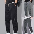 thumbnail image 6 of NIBOLOG Men Pants Solid Color Elastic Waist Drawstring Ankle-banded Cargo Pants for Daily Wear, 6 of 8