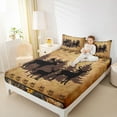 thumbnail image 4 of jejeloiu Woodland Animal Moose Twin Sheet Sets,Rustic Farmhouse Cabin Twin Fitted Sheet,Brown Bear Paws Flat Sheet For Boys Teens,Luxury Bedroom Decor,3-Piece, 4 of 7