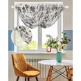 thumbnail image 3 of Waterfall Valances for Windows, Black Grey Spring Floral Kitchen Sheer Valance Curtains, Summer Botanical Watercolor Rustic Rod Pocket Swag Valances for Living Room Bedroom, 47.2"x38.5", 3 Panel, 3 of 8