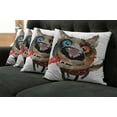 thumbnail image 5 of Ambesonne Animal Throw Pillow Cover 4 Pack, Funny Dog Puppy, 18", Orange Cocoa Blue, 5 of 5
