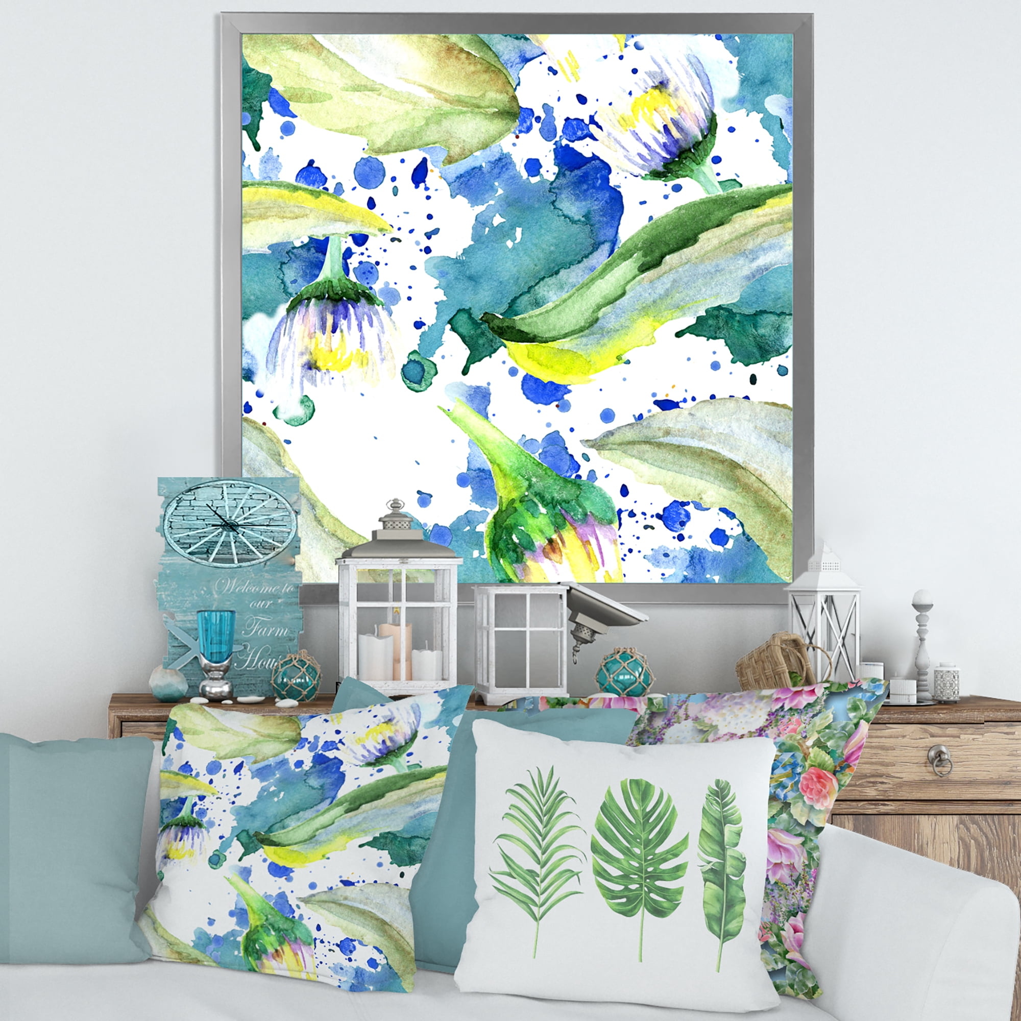 Designart 'Aquarelle Impression of Daisy Flowers I' Traditional Framed Art Print