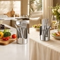 thumbnail image 4 of LOWLHOME 2 In1 Multi-functional Kitchen Utensil Holder, Heavy Duty Stainless Steel Pot Lid & Spoon Rack, Space-Saving Vertical Stand for Spatulas,Tongs,Ladles, Countertop Organizer, 2pc, 4 of 6