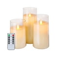 thumbnail image 1 of Fall Decorations Flickering Flameless Candles Battery Operated Acrylic LED Pillar Candles Ivory White Set Of 3, 1 of 4