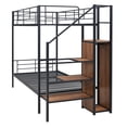 thumbnail image 3 of Yesfashion Twin Over Full Bunk Bed, Bunk Bed with Wardrobe, Lateral Storage Ladder, Iron Frame, Solid Slates, Multi Functional Bunk Bed for Dormitory, Bedroom, 3 of 9