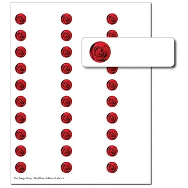 Red Rose Address Labels - 1" x 2-5/8" - 30 per Sheet - Total of 150 Labels (oal9871)
