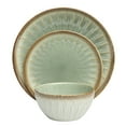 thumbnail image 4 of Gibson Elite Trescott Way 12-Piece Reactive Glaze Green Stoneware Dinnerware Set, 4 of 15