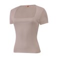 thumbnail image 2 of Women's Square Neck Tops Short Sleeve Crop Tops Workout Summer Clothes Casual Slim Fit T-Shirts, 2 of 5