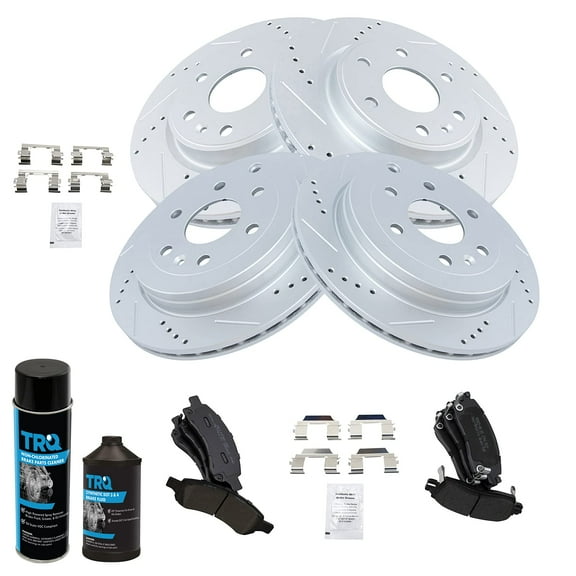 TRQ Semi-Metallic Brake Pad & Disc Rotor Kit w/Chemicals for Traverse Acadia BKA16672 Fits select: 2009-2017 CHEVROLET TRAVERSE, 2007-2016 GMC ACADIA