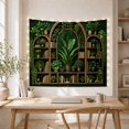 thumbnail image 5 of Symmetrical Botanical Bookshelf Design in a Lush Setting, Serene Cottagecore for Plant Lovers, Wood Shelf Wall Art, Housewarming Gift, Tapestry Wall Hanging for Home Library and Dorm, 5 of 7
