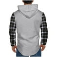 thumbnail image 4 of LODIENY Athletic Hoodie Tops for Men Lightweight Regular Fit Casual Buffalo Plaid Patchwork Long Sleeve Drawstring Henley Hooded Pullover Sweatshirts with Pockets Purple XXXL, 4 of 4