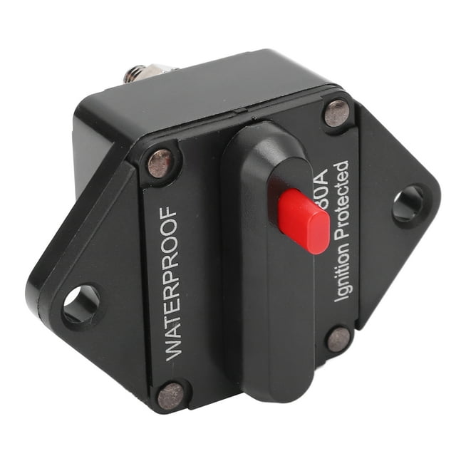 Circuit Breaker, Ignition Protection Waterproof Overload Protector Switch For Car Boat Truck Bus RV ATV 80A