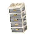 thumbnail image 4 of Organizador de escritorio con compartimentos y cajones. Almacenamiento cosmético moderno, ideal para Marrón cremoso de 5 niveles, 4 of 9