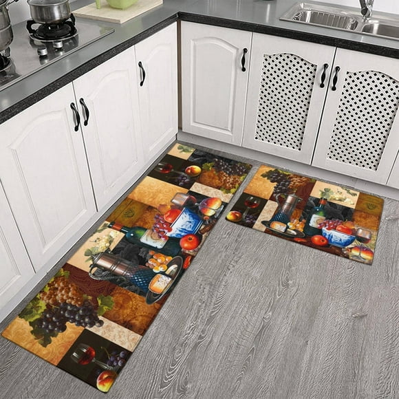 Sunflower Kitchen Rugs and Mats Set of 2,Farmhouse Kitchen Decoration Non Slip Super Absorbent Kitchen Mat for Sink Waterproof Runner Rug for Laundry Room 17"x48"+17"x24"