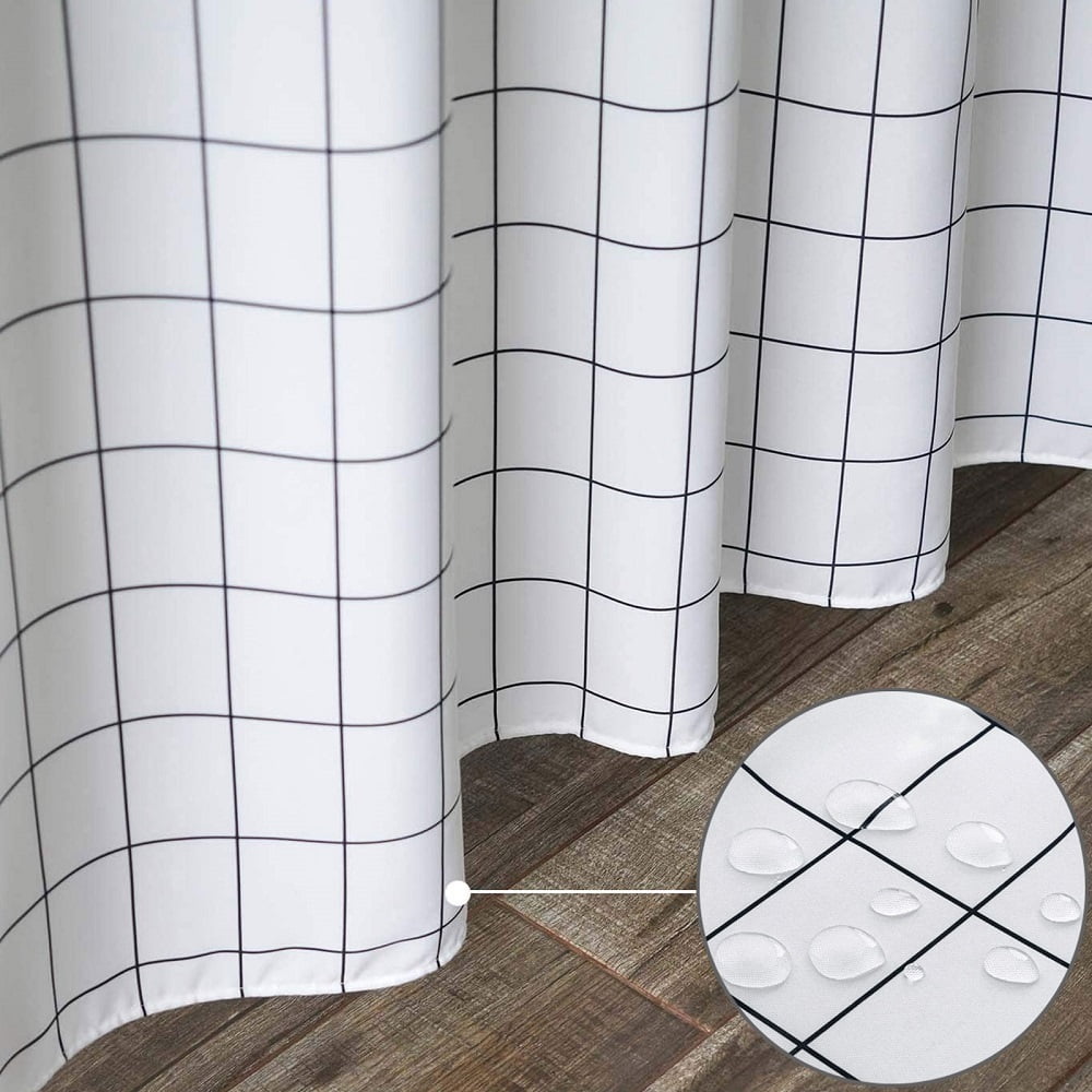 Black and White Marble Shower Curtain Geometric Bath Curtain Waterproof 72"x72" 