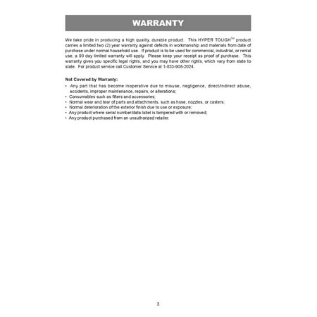 Hyper Tough 1.5 Gallon 2 Peak HP Poly Wet/Dry Vacuum, VH105 3502, New