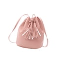 thumbnail image 3 of Bucket Bag Bolso de hombro de piel sintética para mujer, color sólido, con borlas, cordón, bandolera, rosa Scienceny  AP000970-04, 3 of 7