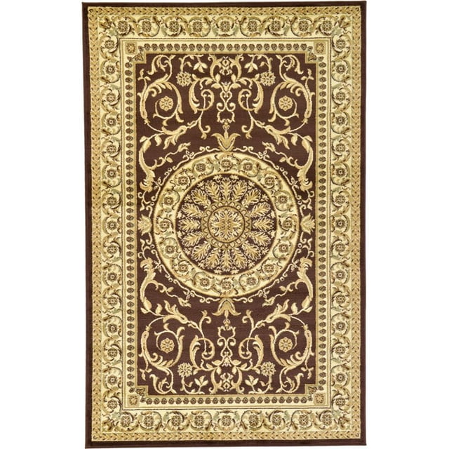 Unique Loom Versailles Medallion Floral Rug 5' x 8' Rectangle Brown/Ivory