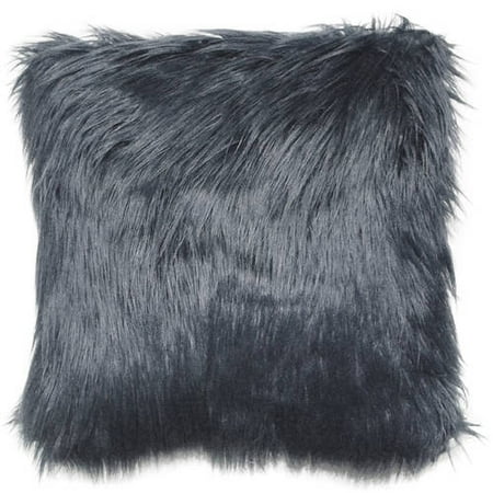 Better Homes and Gardens Arctic Faux Fur Decorative Throw Pillow 16"x16", Gray