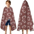 thumbnail image 3 of Maroon Footballs Pattern Hooded Bath Towel，60"x35" for Ages 3 To 12 Kids, Quick Dry Lightweight Soft Microfiber Hood Beach Towel Cover Up for Kids, 3 of 7