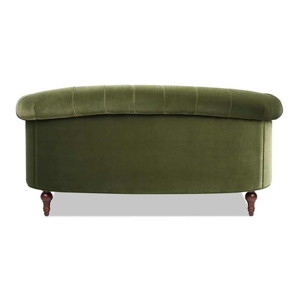 Maklaine Velvet Olive Green Loveseat Rectangular Button Tufted 68.5" Assembled