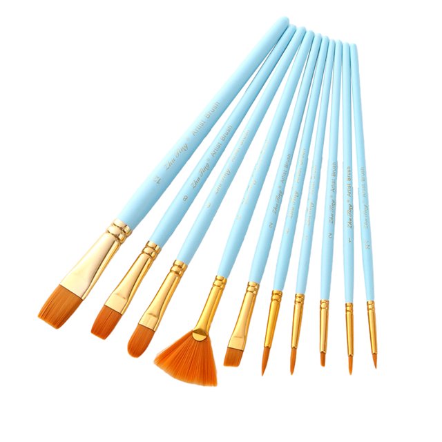 10 piezas de pinceles de acuarela, juego de pinceles de nailon para artistas del cabello con punta d MABOTO Azul
