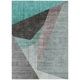 thumbnail image 2 of 5' X 8' Teal Blue Aqua And Charcoal Abstract Washable Indoor Outdoor Area Rug, 2 of 5