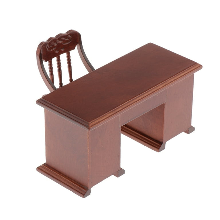 Dollhouse Furniture 1 12 Scale Wooden Writing Desk Set Computer