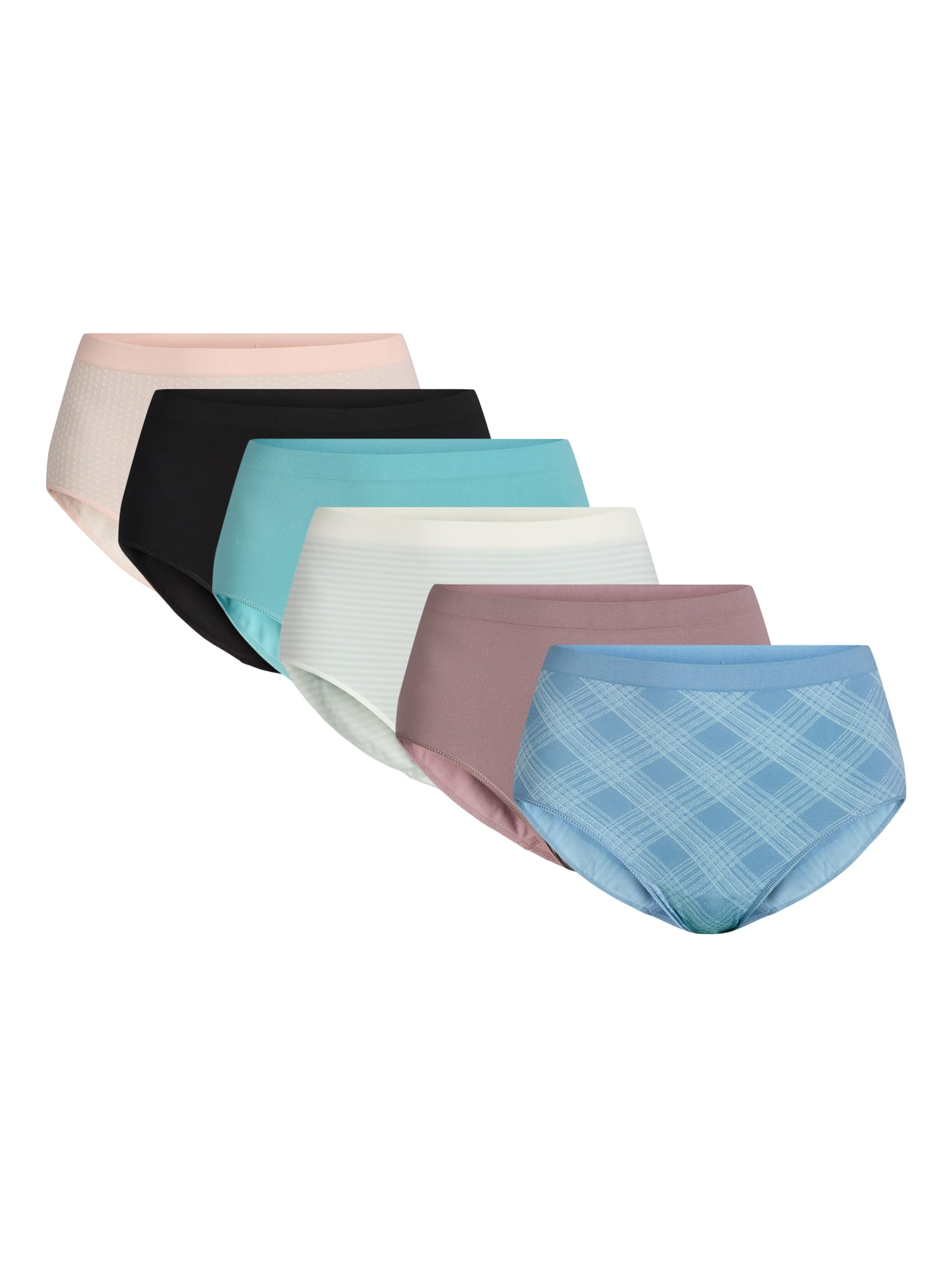 Joyspun Women's Seamless High Cut Panties, 6-Pack, Sizes XS-XXXL